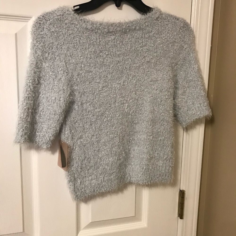 Light Blue Fuzzy Short Sleeve Top NWT
